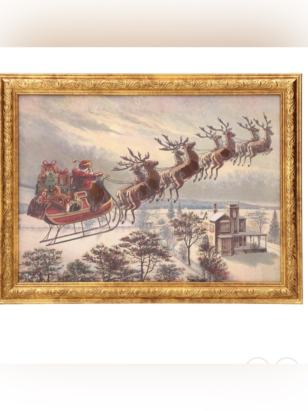 New! 2026 Santa's Sleigh Framed Christmas Wall Art, Multicolor, 12"x 9"